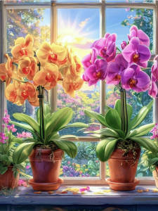 Huacan 5D Diamond Art Painting Kit Flower Orchid DIY Diamond Embroidery Handmade Mosaic Cross Stitch Home Decoration