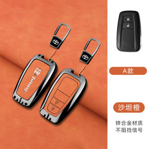 ฝาครอบโช้คหนังแท้อัลลอยสังกะสี Kunci Remote Mobil หนังแท้ปลอกอุปกรณ์ป้องกันสำหรับ Toyota Prius GT86 Camry Corolla C-HR CHR RAV4 Prado Altis Avalon Highlander