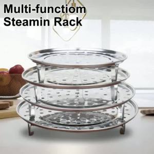 1pcs Brand New Steaming Rack Cooking Utensils 18-30cm Plate Steam Cooking Rack Round Type Stainless Steel Steamer Tray Kitchen