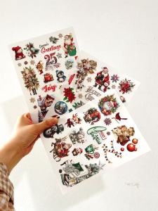 Vintage Christmas Rub-On สติกเกอร์ Winter House & Santa Claus Transfer สติกเกอร์สําหรับ Scrapbooking ขยะ Journal Craft Supplies