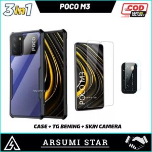 PROMO PAKET MURAH 3 IN 1 CASE XIAOMI POCO M3 SOFTCASE SILIKON TRANSPARAN + ANTI GORES ANTI BLUE-LIGHT + SKIN CAMERA LENS