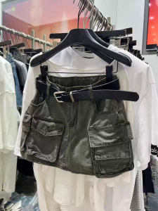 Váy Ngắn Denim Cạp Cao Có Túi Cho Nữ Mùa Hè Thiết Kế Mỹ Váy Ngắn Chữ A Vải Denim Dáng Chữ A Váy Ngắn Thường Ngày