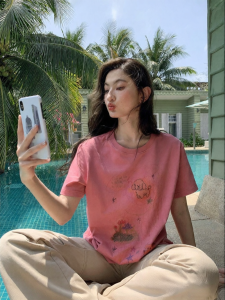 NIHAOKANONG | Áo Thun Cotton Cổ Tròn Tay Ngắn In Graffiti Gốc