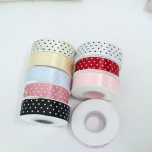 25yards/lot 25mm Printing Dots Polyester Satin Ribbons Colorful Ribbon For Christmas Wedding Party Gift Wrapping Bows Decoration