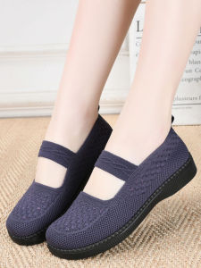 Old Beijing Cloth Shoes Womens Summer Middle-Aged and Elderly Comfortable Mom Shoes Non Slip Soft Bottom Flat Shoes Breathable Mesh Work Shoes