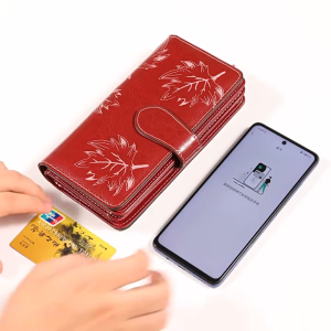 MISTLETOE Maple Printed Large Capacity Women Genuine Leather Long Wallet Original Elegant Business Phone Clutch Bag for Woman