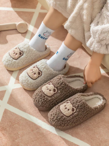 Womens Cotton Slippers Indoor Anti-Slip Warm Home Use Winter Cotton Slippers Comfortable Home Slippers Sport Casual Style