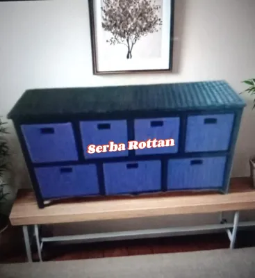 (Ready stok) Cod Lemari Laci 7 Rotan Sintetis Lemari Plastik Rak Buku Susun Meja Tv Minimalis rottan