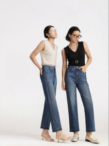 HIPPIE MISS | Hip-Fit High-Waist Straight-Leg Elastic Ankle-Crop Jeans