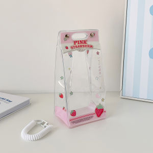 Cartoon Four Clover PVC Transparent Backpack Pendant Keychain Doll Bag Cute Storage Anime Figure Decoration Display Bag GirlGift