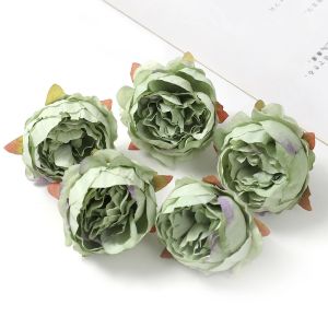 5/10Pcs Peony ประดิษฐ์ดอกไม้ 4.5 ซม.ผ้าไหมดอกไม้ปลอมสําหรับ Home Room Decor สวนงานแต่งงานตกแต่งเจ้าสาว DIY พวงหรีดอุปกรณ์เสริม
