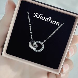 SO SEOUL Roman Numeral Circle Interlocking Diamond Simulant Cubic Zirconia Fixed Chain Necklace