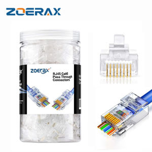 ZoeRax RJ45 Cat6 CAT5E Đi Qua UTP Mô Đun Cắm Mạ Vàng 8P8C Đầu Nối Mạng Lỗ 1.1 Mm-Bộ Số Lượng Lớn 200/100/50 Chiếc