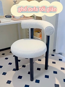 Ghế giải trí bằng da cừu đệm xốp có độ đàn hồi cao thiết kế có thể tháo rời và giặt được khung kim loại ghế ăn/ghế thay quần áo tại nhà thoải mái (tùy chọn hai màu trắng/xám)