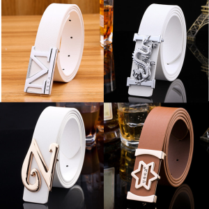 เข็มขัดหนังสีขาวแบบเรียบง่ายสำหรับผู้ชายและผู้หญิง สายรัดเอวสไตล์เกาหลี สำหรับเยาวชนและนักเรียน เข็มขัดแฟชั่น