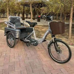 Electric Pedal Dual-Purpose Tricycle Elderly Booster Scooter Elderly Pedal Lightweight Adult Booster Bicycle Foldable