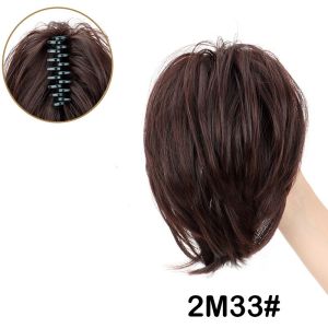 Synthetic Messy Bun Hair Piece Claw Clip in Piece Curly Short High Ponytail Extension Tousled Updo For Girls
