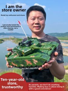 Remote Control Battle Tank Metal Alloy Cannon Launch Toy