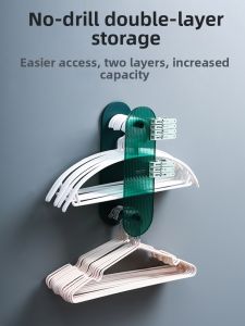 Multifunctional No-drill Hanger Rack Wall Mounted Double Layer