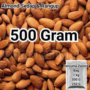 Almond Premium Sedap Segar Rangup Harga borong Packing Ziplock 💯 Original tak masuk angin Kacang Almond Nuts Fresh Snek