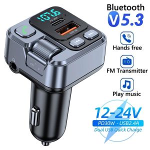 JBMBHC Car Bluetooth Receiver USB U Disk Read PD20w Fast Charging Digital Display Car Mobile Phone Adapter FM Transmiter For Cellphones