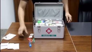 COD Household Medicine Box Aluminum Alloy Double Open Multi-Layer Medicine Cabinet Wall-Mounted First Aid Storage Box