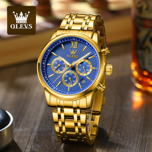 OLEVS Official Exclusive Watch for Men Gold Stainless steel Strap Automatic Date Mens Quartz Watch