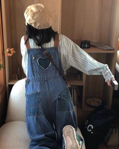 High Waist Denim Jeans for Women with Suspenders Double-sided Wear-resistant Design Slimming Effect Perfect for Autumn and Winter