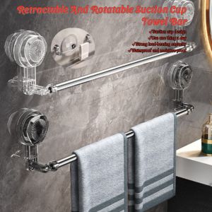 Retractable And Rotatable Suction Cup Towel Bar Punch-Free Bathroom Towels Hanging Rod Towel Hanging Rack 可伸缩毛巾架