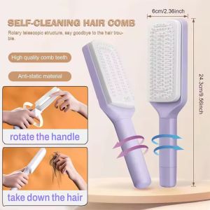Chất Lượng Ban Đầu Nuekin Thương Hiệu Xoay tự làm sạch bàn chải tóc Massage đệm hơi Lược Ma Thuật Có Thể Thu Vào Lược Cho Phụ Nữ Chống Tĩnh Tóc Làm Mịn Lược