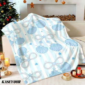 Beast Kingdom | Seashell Pearl Bow Winter Summer Flannel Blanket Throw Fleece Soft Fuzzy Plush Cozy Fleece Blankets for Sofa Ideal Gifts