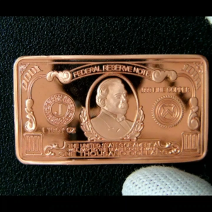 1 Troy Oz Vintage Portrait Engraved .999 Fine Copper Art Bar CMC 1 Oz Copper Bar COPPERMAN