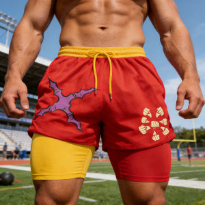 Bandai | 2026 Summer Bandai One Piece Character Symbols Anime Double Layer Fake Two Piece Gym Workout Shorts Quick-dry Comfy Lightweight