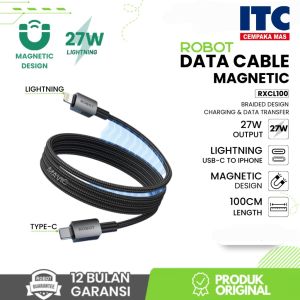 Kabel Robot RXCL100 USB Tipe C To Lightning 30W Magnetic Cable Original Bergaransi RXCL 100