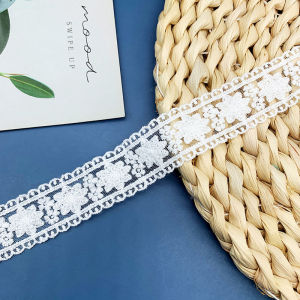 เครื่องประดับผม DIY ปักลายลูกไม้สีขาว โบว์ผีเสื้อ คลิปผม เครื่องประดับผม ผ้าปักลาย ผ้าปักลาย โบว์ผีเสื้อ คลิปผม