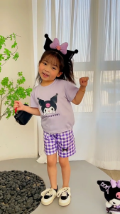 C132 Girl Fashion 2pcs set outfits (shirt & pants) Cute cartoon Kuromi clothes coordinates Melody Cinnamoroll Baby clothing
