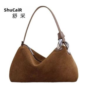 Túi Đeo Chéo Nữ Màu Nâu Cà Phê Da Lộn Mờ Sang Trọng Thương Hiệu Thiết Kế Sang Trọng Túi Xách Mềm Có Túi Đựng Điện Thoại Di Động