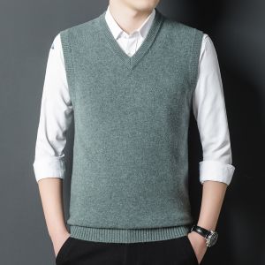 ROMON | Romon Mens Woolen Sweater Vest Winter Pure Wool Red Dragon Year Sleeveless Knitted Knitwear Fashion Urban Style Standard Fit
