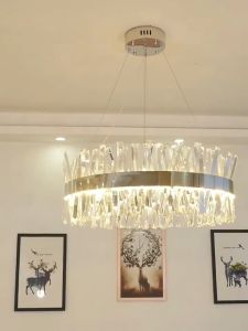 Modern Living Room Ceiling Chandelier & Tri Color Drop Lights