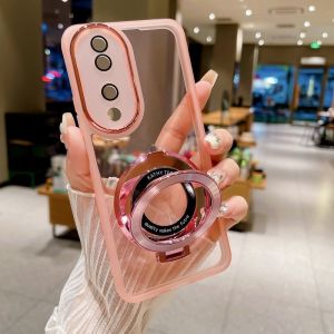 Realme 10 Pro + Plus Realme10Pro + 4G 5G 2023เคส TPU ใสสีชมพูแวววาวสีขาวกันกระแทกฝาหลังอ่อนนุ่มเคสมือจับสำหรับโทรศัพท์มือถือวงแหวนโปร่งแสง