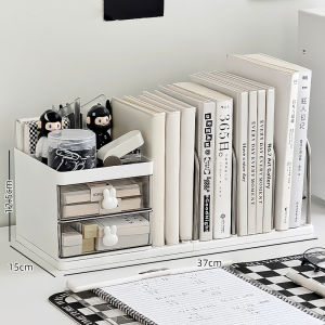 Desktop Metal Book Stand Organizer Drawer Style Office Bookshelf Student Study Desk Storage Box Container Rectangular Shape