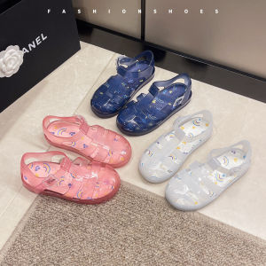 Summer Outdoor Sandals Womens Transparent Jelly Beach Shoes Kids Water-Resistant Footwear Princess Style for Girls And Boys