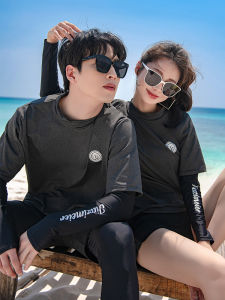 Diving Suit Mens and Womens Unlined Top Dive Skin Fake Two-Piece Pants Sun Protection Snorkeling Suit Long Sleeves Sports Surfing Suit Swimsuit