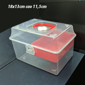 Hộp nhựa hộp y tế mini 18x12cm cao 115cm trong suốt có quai xách sx tại Nhật. D012