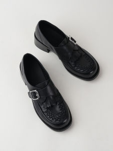 Tassel Detail Thick Bottom Loafers Womens Fashion Spring Shoes Casual College Style British Elegant Cowhide Leather Flats