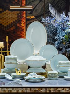 Underglaze Color Gold Rim High-End Tableware Set