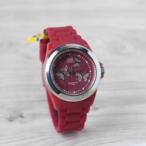 Jam Tangan Q&Q 2104 Tali Karet/Rubber Kupu Kupu Analog Original Wanita