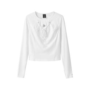 Skechers | Trendy Retro Casual Round Neck Slim Long Sleeve Top