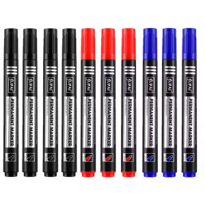 10 Pcs Oily Permanent Marker Pens Indelible Waterproof Artist-Grade Ink Durable for Students School Stationery Supplies