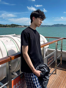 Cleanfit Black Short Sleeve T-Shirt Mens Summer Thin Cool Feeling Sorona Ice Silk Slim Fit American Style round Neck Top